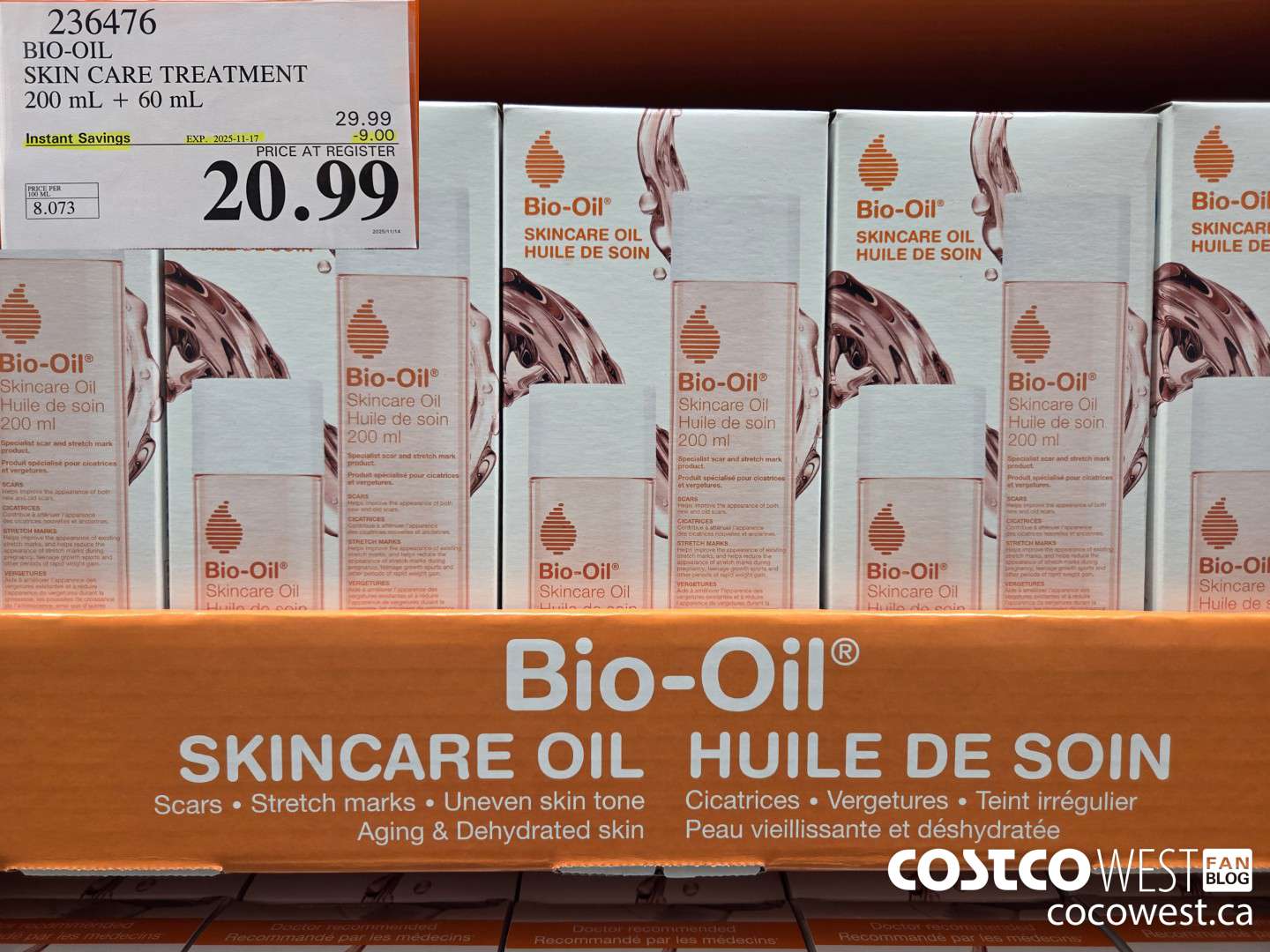 236476 BIO-OIL SKIN CARE TREATMENT 200 mL + 60 mL ($9.00 INSTANT SAVINGS EXPIRES ON 2025-11-17) $20.99
