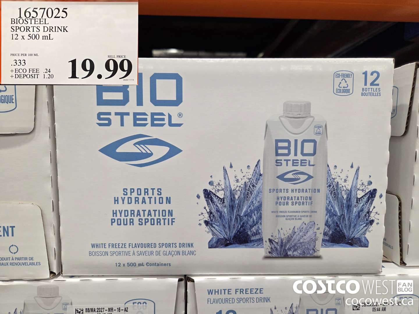 1657025 BIOSTEEL SPORTS DRINK 12 x 500 mL $19.99