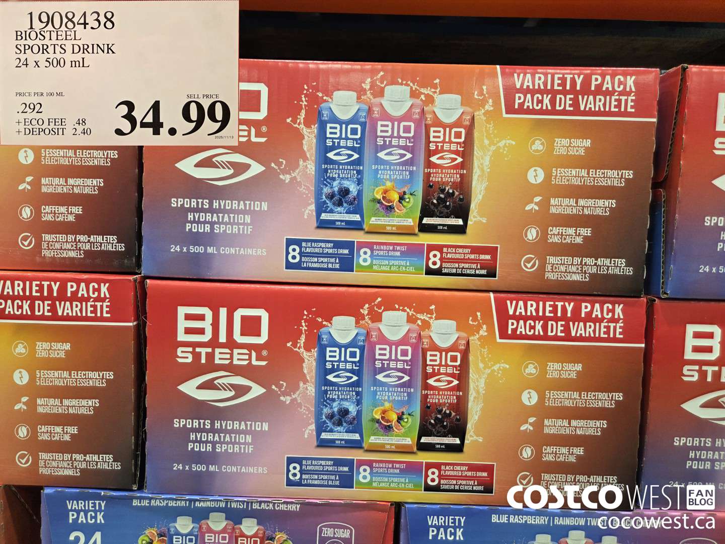 1908438 BIOSTEEL SPORTS DRINK 24 x 500 mL $34.99