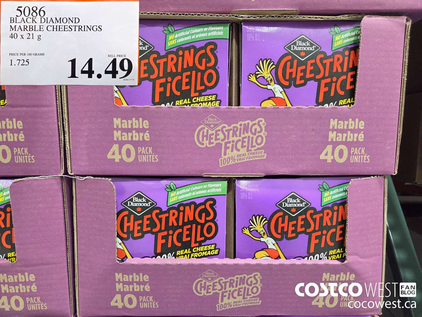 5086 BLACK DIAMOND MARBLE CHEESTRINGS 40 x 21 g $14.49