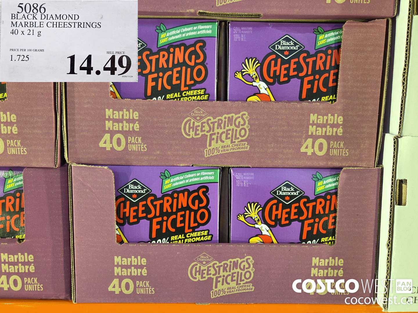 5086 BLACK DIAMOND MARBLE CHEESTRINGS 40 x 21 g $14.49