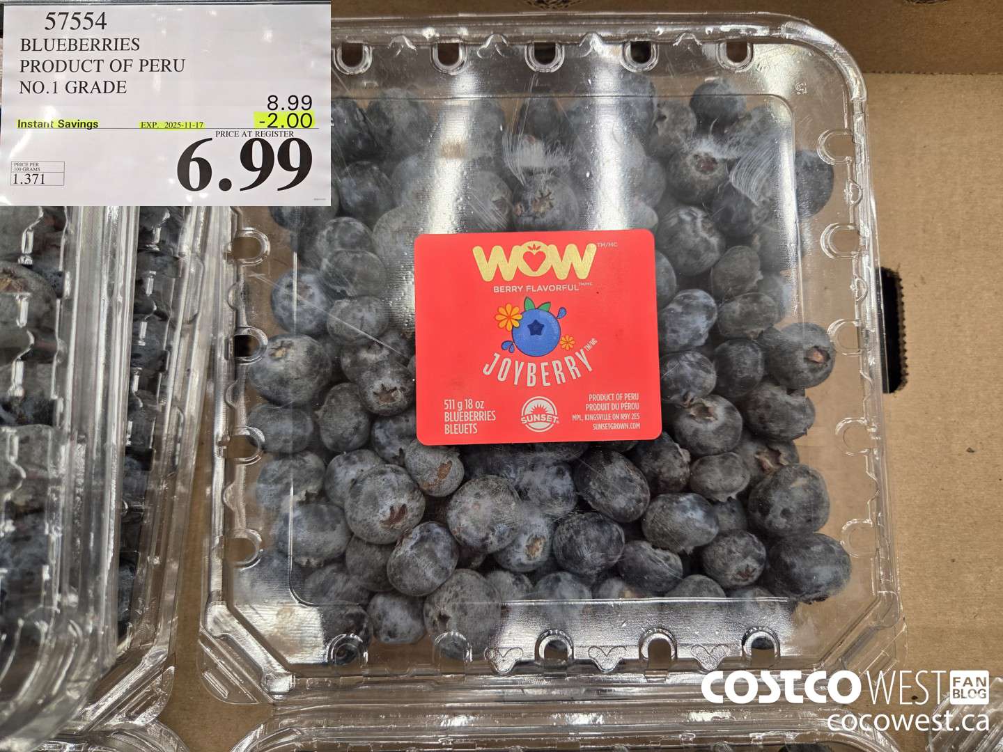 57554 BLUEBERRIES PRODUCT OF PERU NO.1 GRADE ($2.00 INSTANT SAVINGS EXPIRES ON 2025-11-17) $6.99