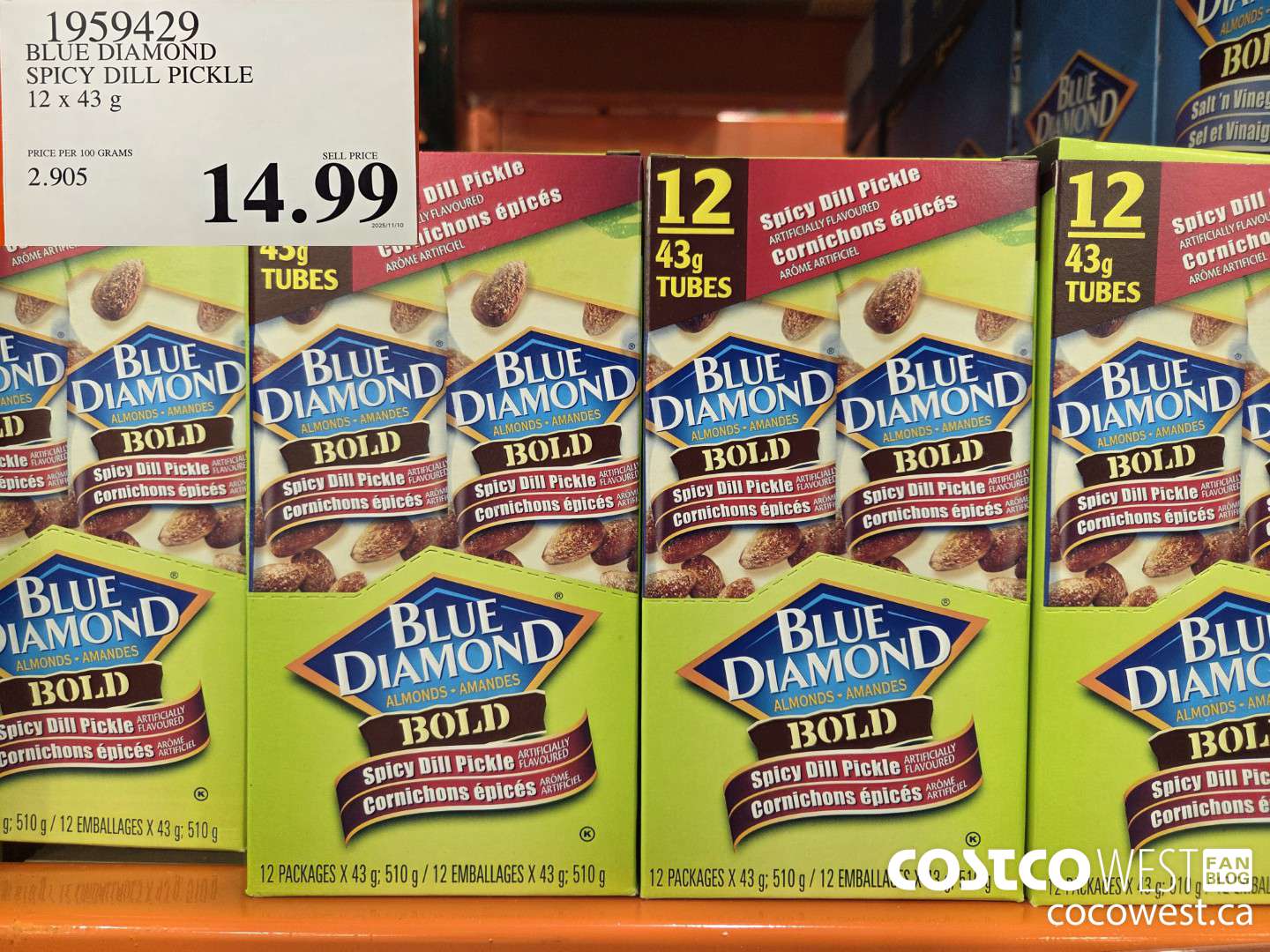 1959429 BLUE DIAMOND SPICY DILL PICKLE 12 x 43 g $14.99