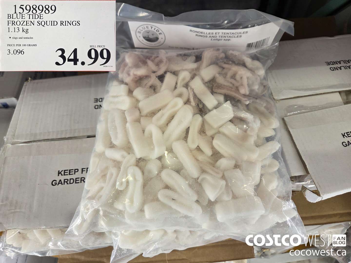 1598989 BLUE TIDE FROZEN SQUID RINGS 1.13KG $34.99