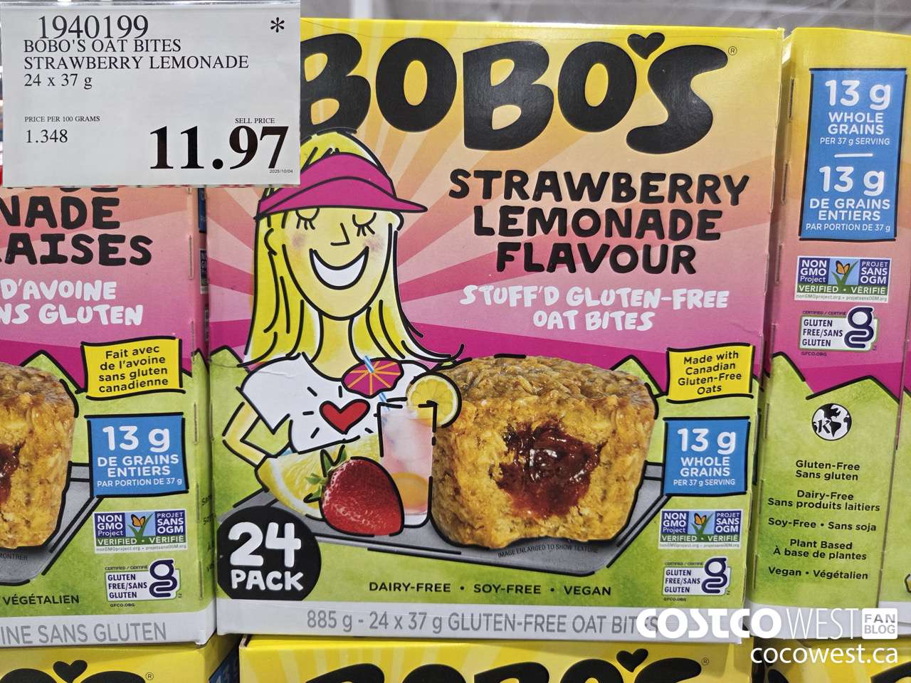 1940199 BOBO'S OAT BITES STRAWBERRY LEMONADE 24 X 37G $11.97