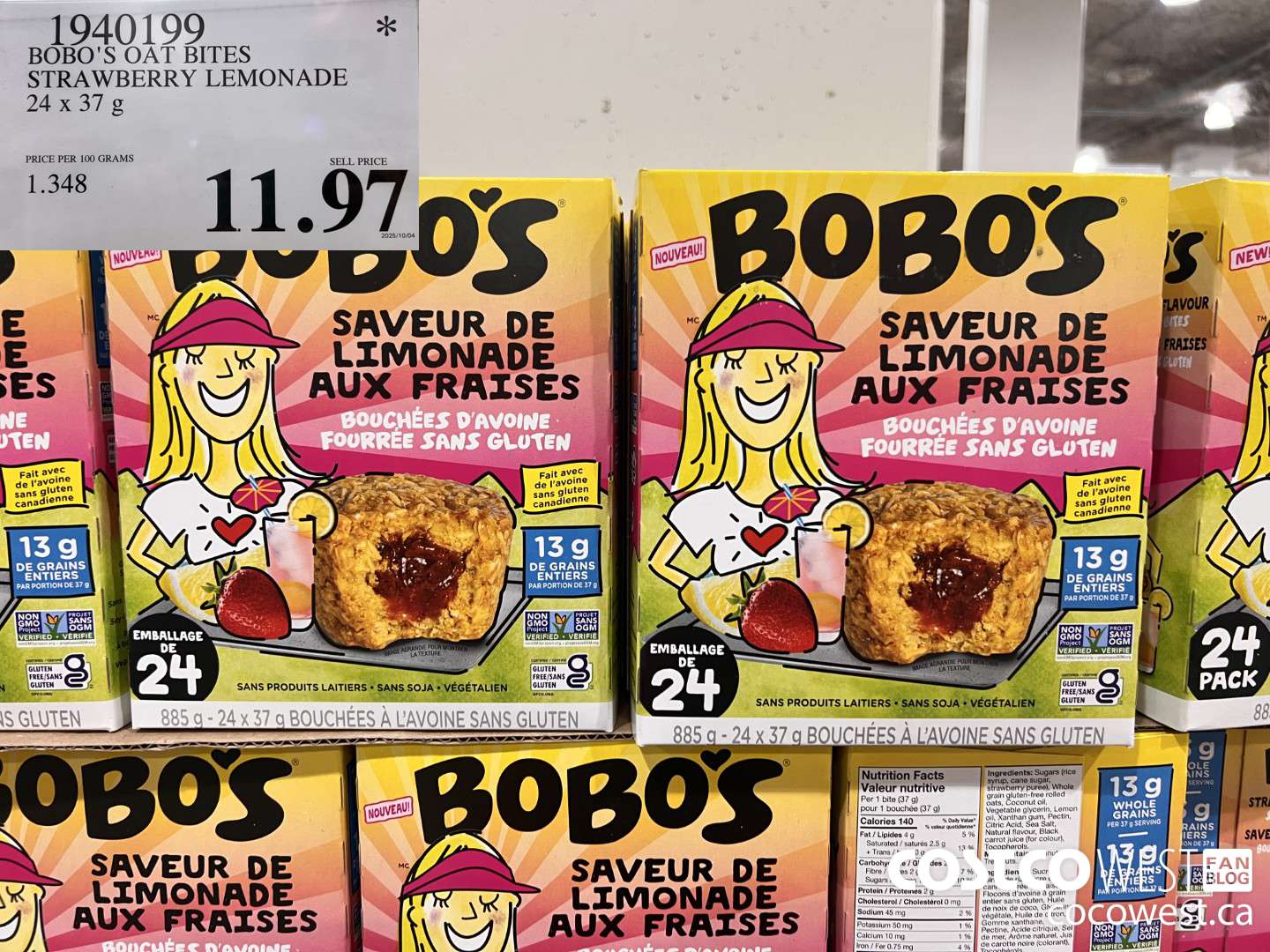 1940199 BOBO'S OAT BITES STRAWBERRY LEMONADE 24 X 37G $11.97