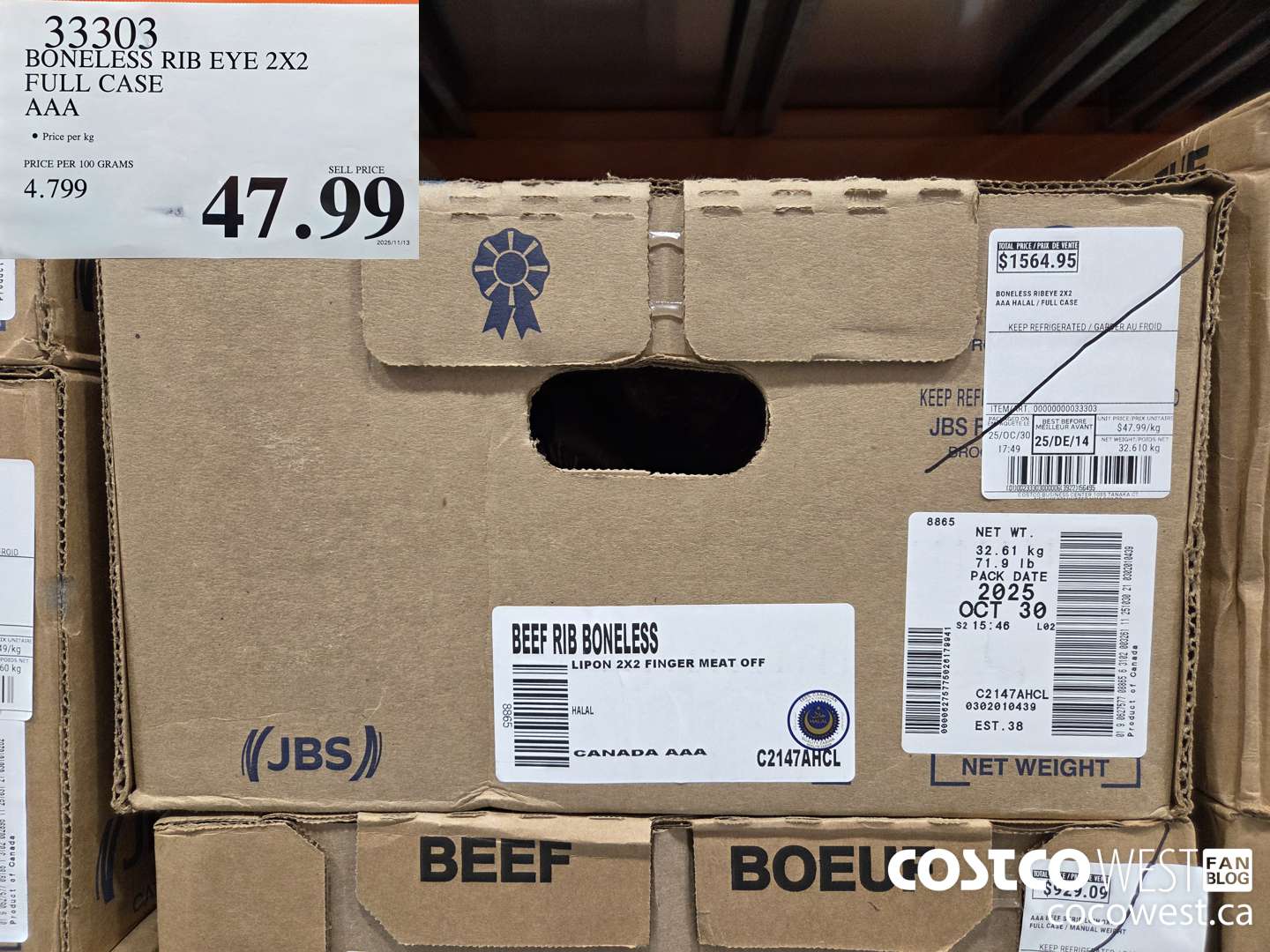 33303 BONELESS RIB EYE 2X2 FULL CASE AAA $47.99
