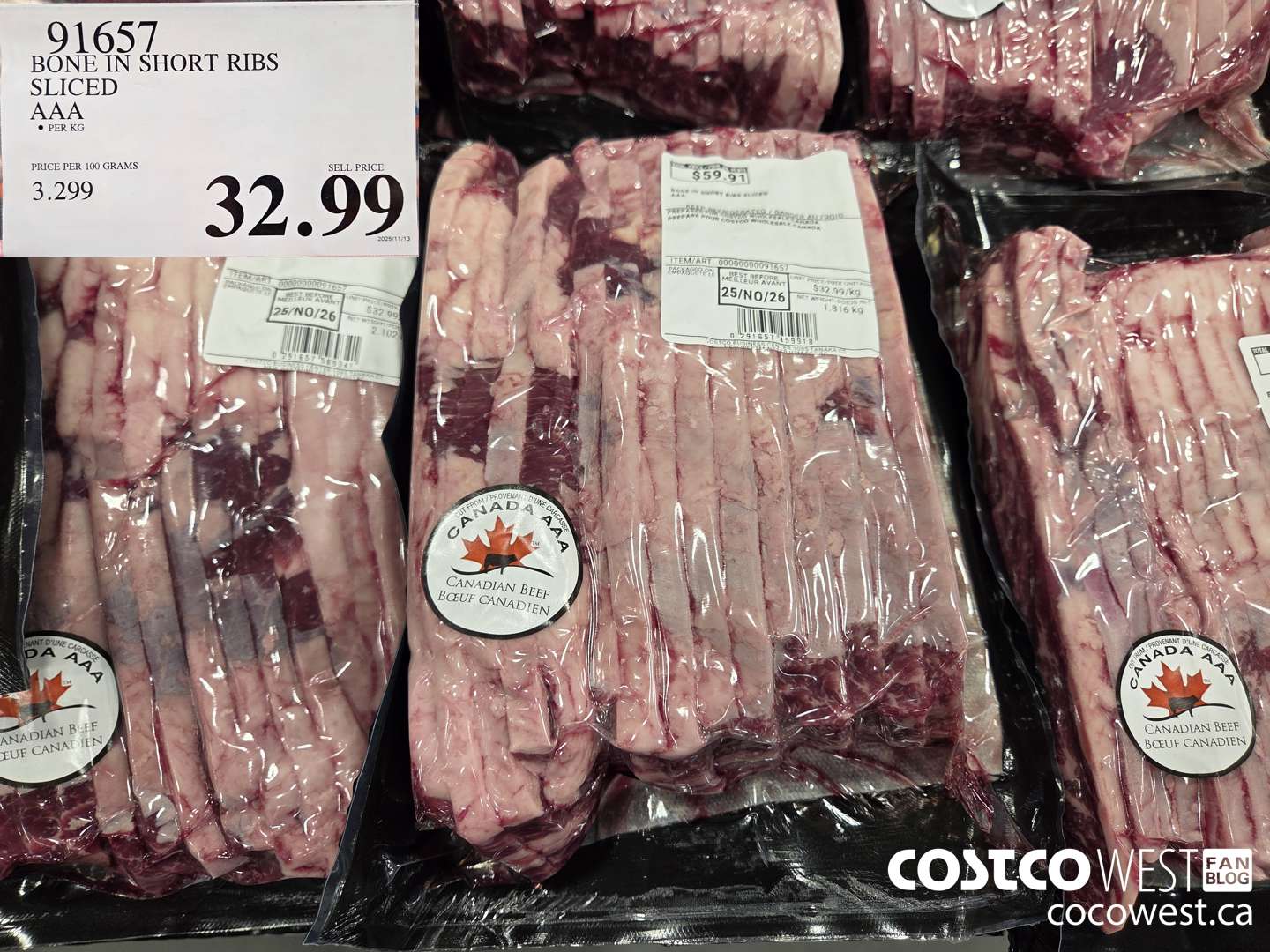 91657 BONE IN SHORT RIBS SLICED AAA $32.99