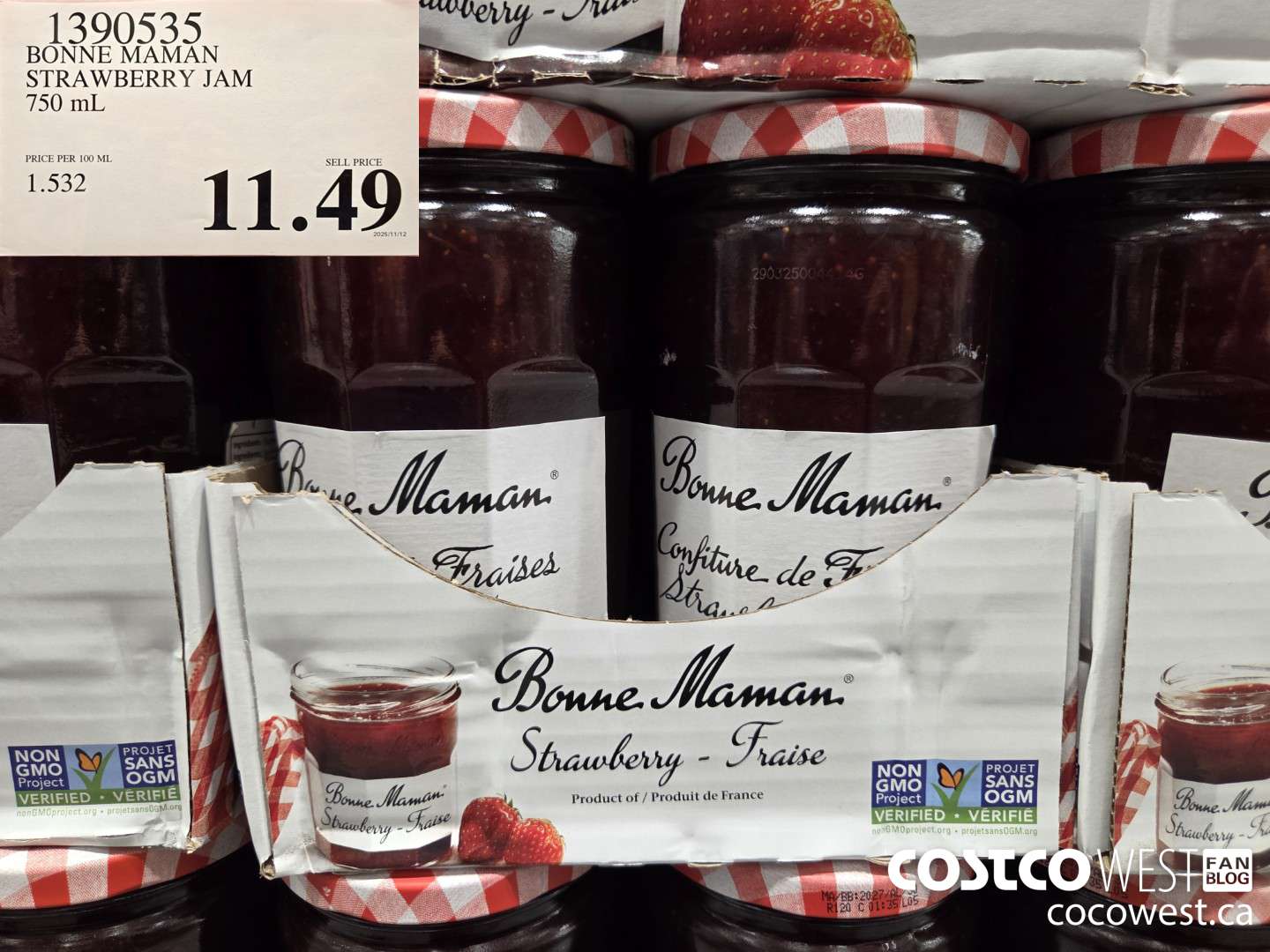 1390535 BONNE MAMAN STRAWBERRY JAM 750 mL $11.49