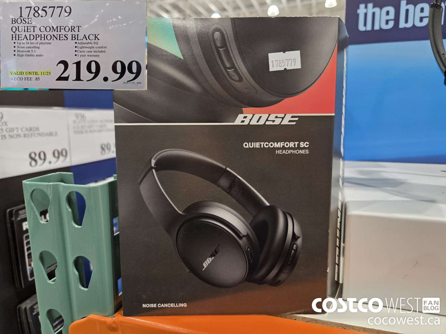 1785779 BOSE QUIET COMFORT HEADPHONES BLACK (EXPIRES ON 2025-11-23) $219.99