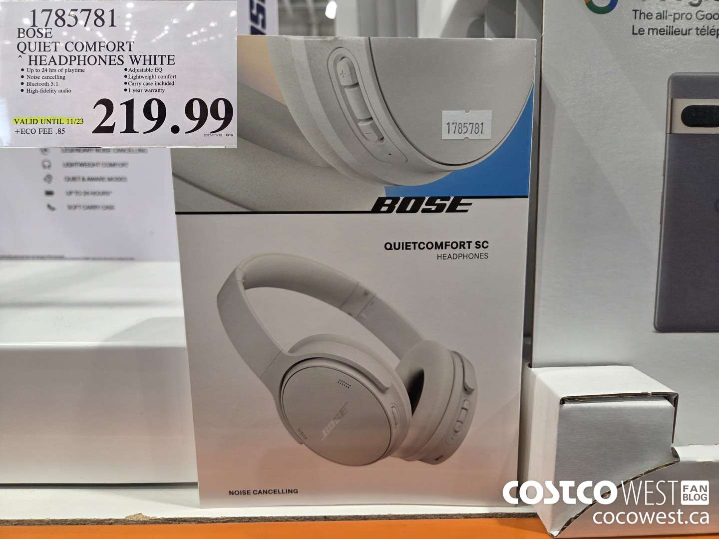 1785781 BOSE QUIET COMFORT HEADPHONES WHITE (EXPIRES ON 2025-11-23) $219.99