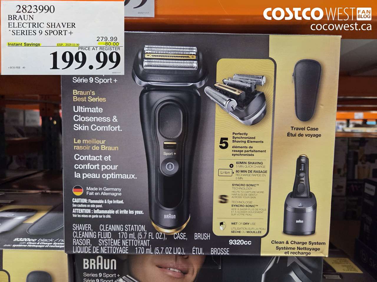 2823990 BRAUN ELECTRIC SHAVER SERIES 9 SPORT+ ($80.00 INSTANT SAVINGS EXPIRES ON 2025-11-30) $199.99
