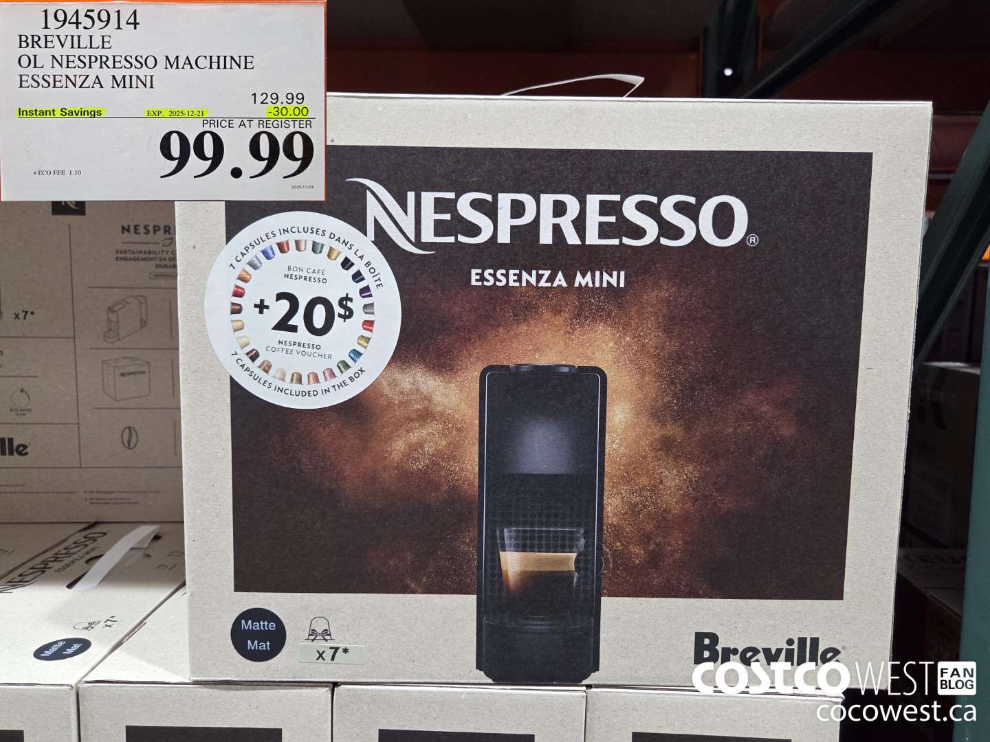 1945914 BREVILLE OL NESPRESSO MACHINE ESSENZA MINI ($30.00 INSTANT SAVINGS EXPIRES ON 2025-12-21) $99.99