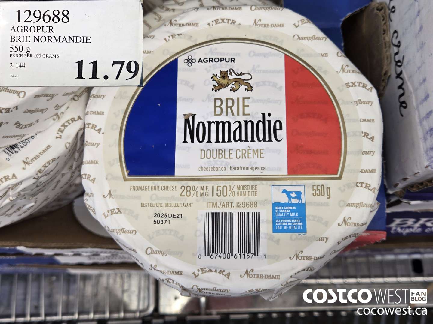 129688 BRIE NORMANDIE DOUBLE CREAM 550 g $11.79
