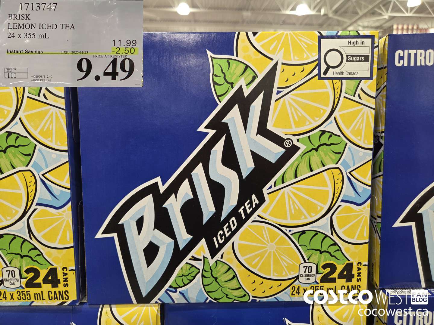 1713747 BRISK LEMON ICED TEA 24 X 355ML ($2.50 INSTANT SAVINGS EXPIRES ON 2025-11-23) $9.49