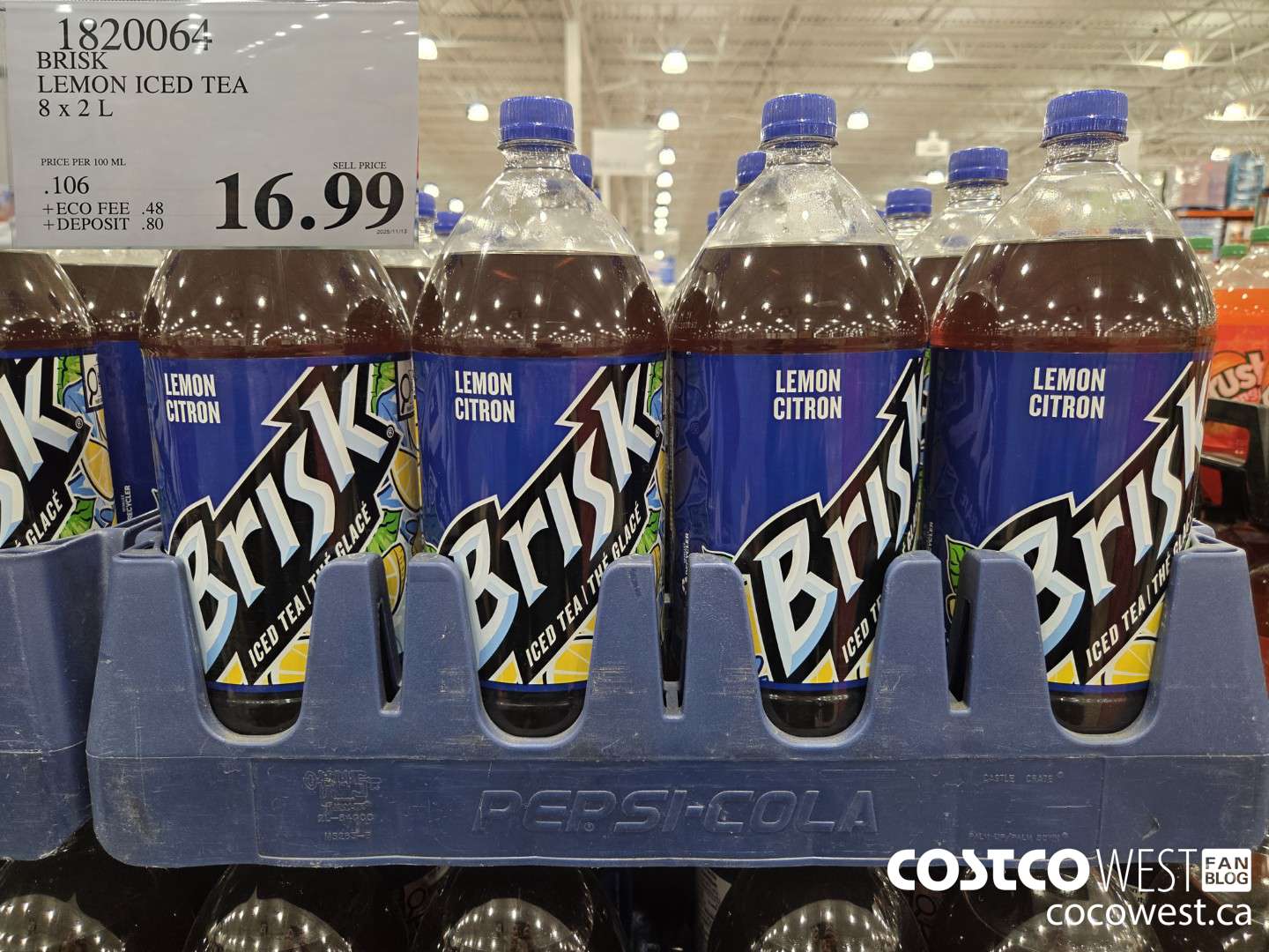 1820064 BRISK LEMON ICED TEA 8 x 2 L $16.99