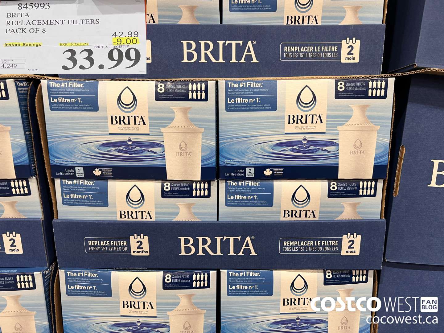 845993 BRITA REPLACEMENT FILTERS PACK OF 8 ($9.00 INSTANT SAVINGS EXPIRES ON 2025-11-23) $33.99
