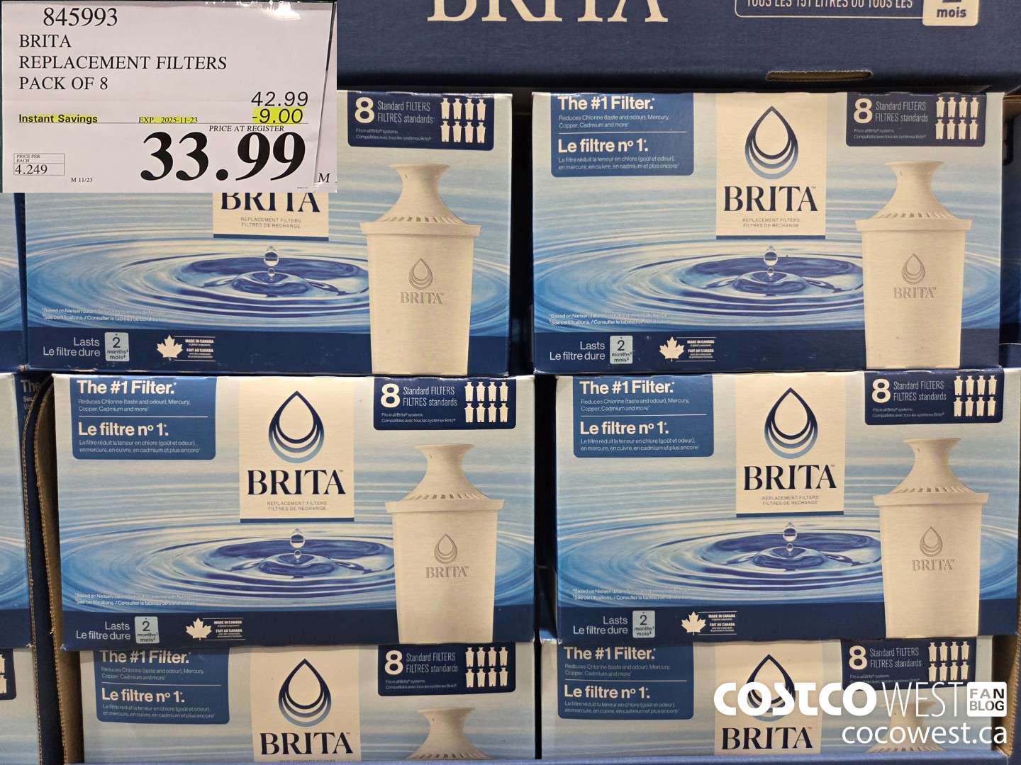 845993 BRITA REPLACEMENT FILTERS PACK OF 8 ($9.00 INSTANT SAVINGS EXPIRES ON 2025-11-23) $33.99
