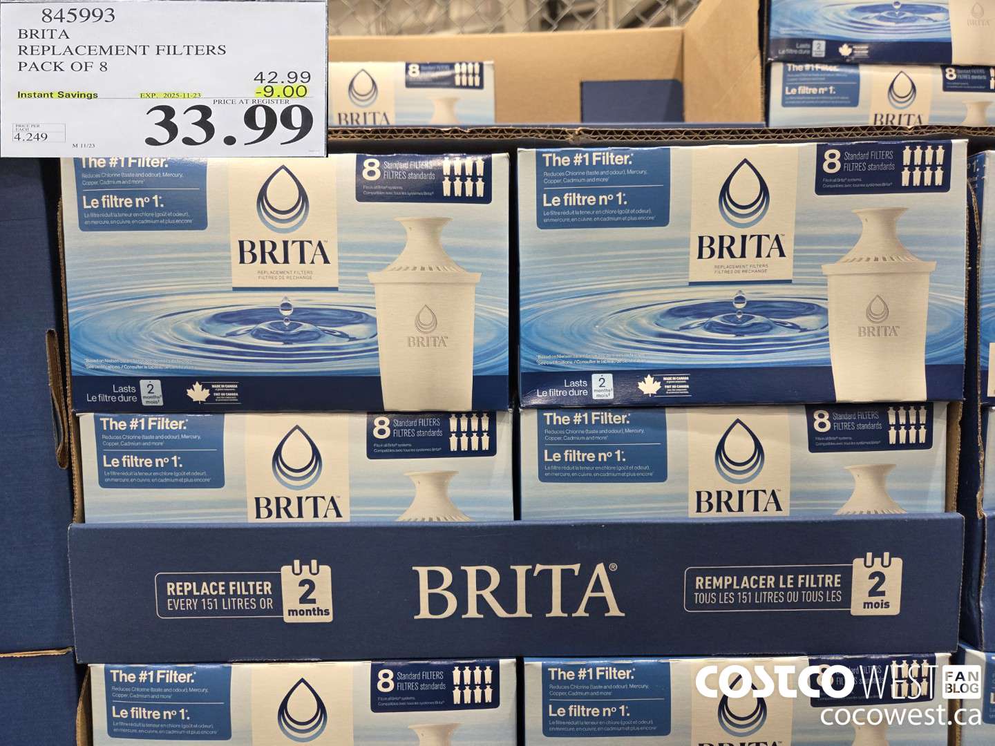 845993 BRITA REPLACEMENT FILTERS PACK OF 8 ($9.00 INSTANT SAVINGS EXPIRES ON 2025-11-23) $33.99