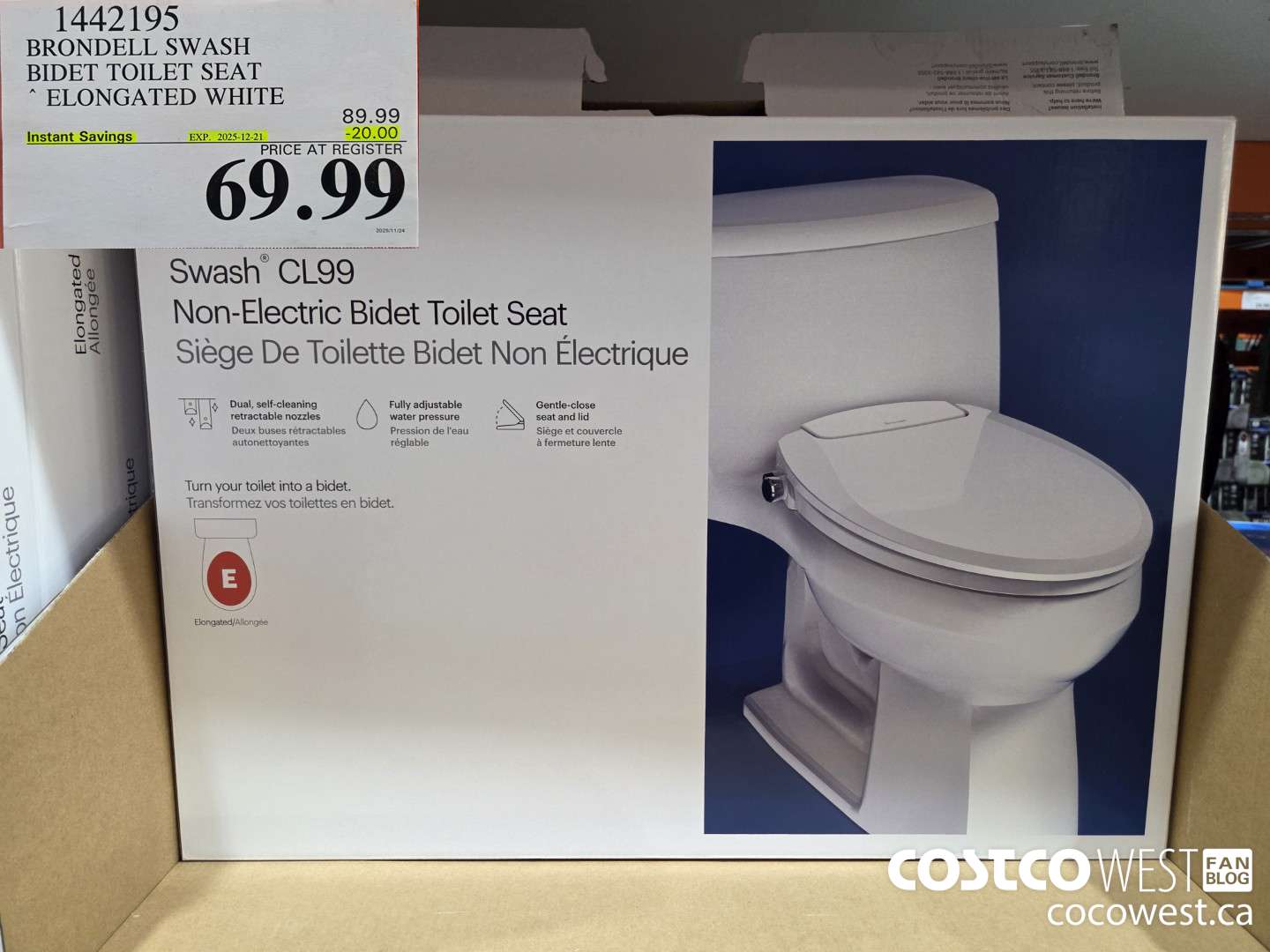 1442195 BRONDELL SWASH BIDET TOILET SEAT ELONGATED WHITE ($20.00 INSTANT SAVINGS EXPIRES ON 2025-12-21) $69.99