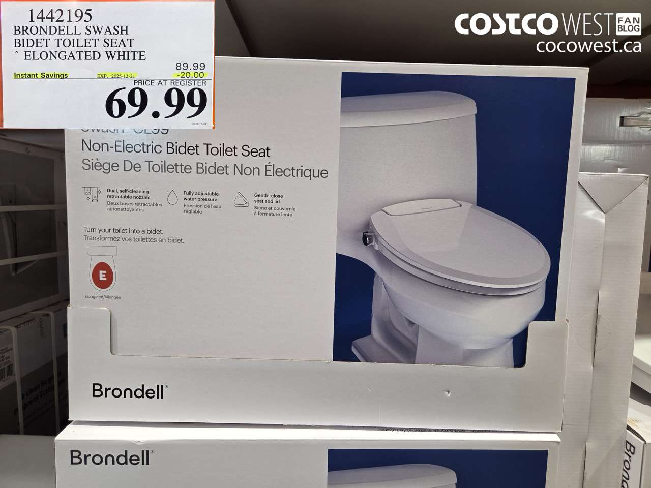 1442195 BRONDELL SWASH BIDET TOILET SEAT ELONGATED WHITE ($20.00 INSTANT SAVINGS EXPIRES ON 2025-12-21) $69.99