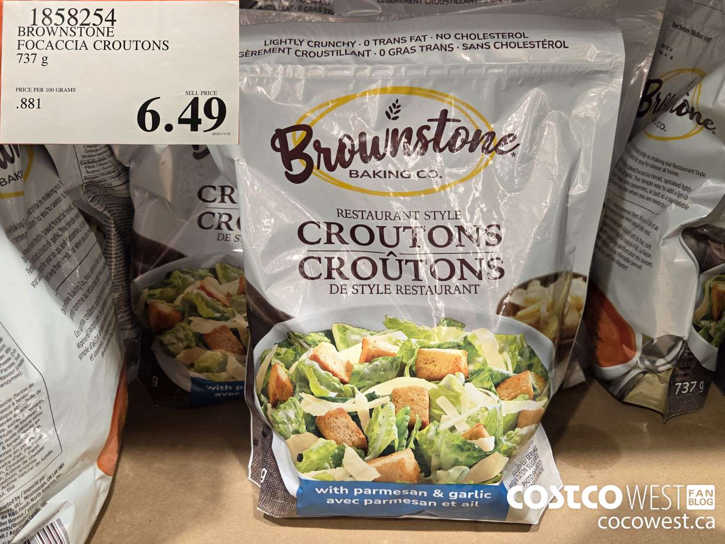 1858254 BROWNSTONE FOCACCIA CROUTONS 737G $6.49