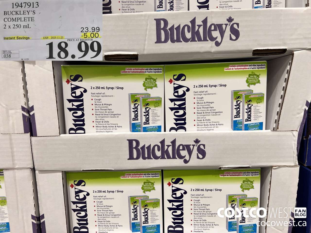 1947913 BUCKLEY'S COMPLETE 2 X 250ML ($5.00 INSTANT SAVINGS EXPIRES ON 2025-11-23) $18.99
