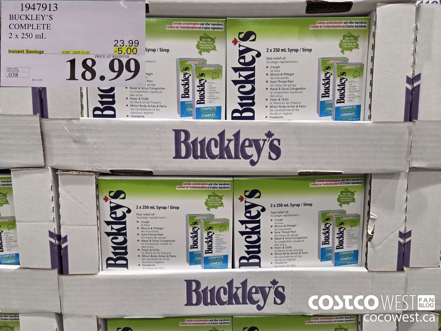 1947913 BUCKLEY'S COMPLETE 2 X 250ML ($5.00 INSTANT SAVINGS EXPIRES ON 2025-11-23) $18.99