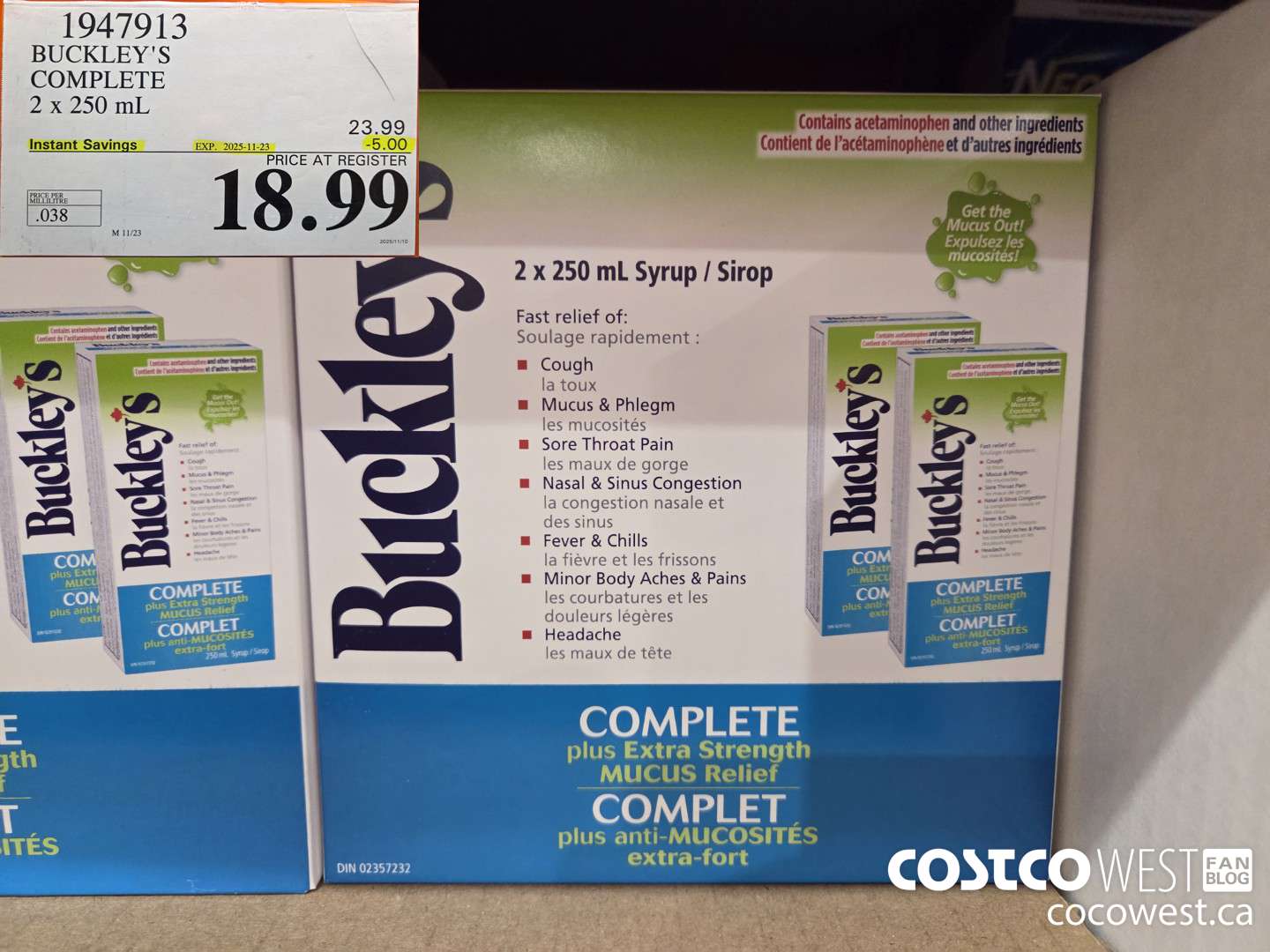 1947913 BUCKLEY'S COMPLETE 2 X 250ML ($5.00 INSTANT SAVINGS EXPIRES ON 2025-11-23) $18.99
