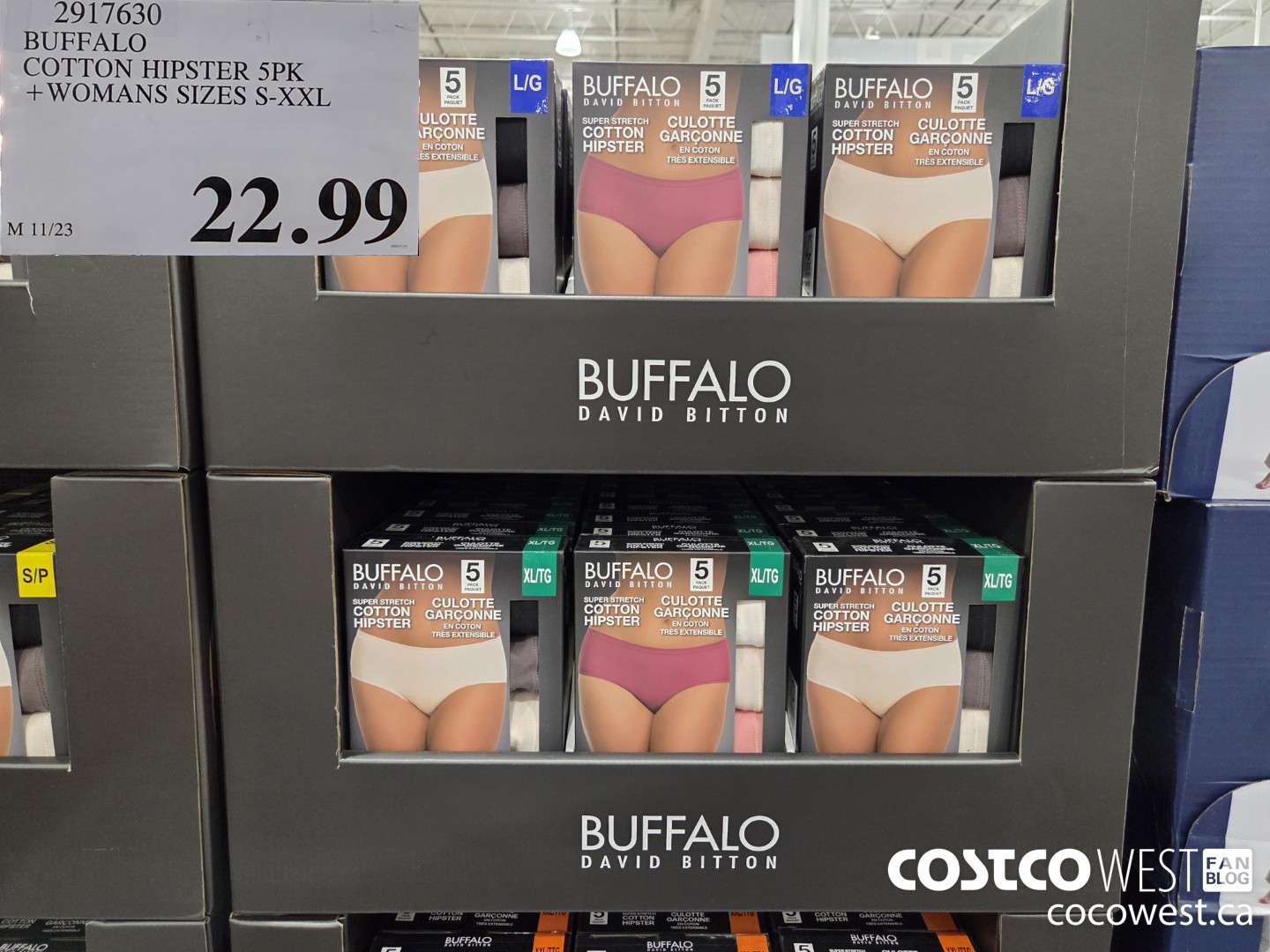 2917630 BUFFALO COTTON HIPSTER 5PK WOMANS SIZES S-XXL $22.99