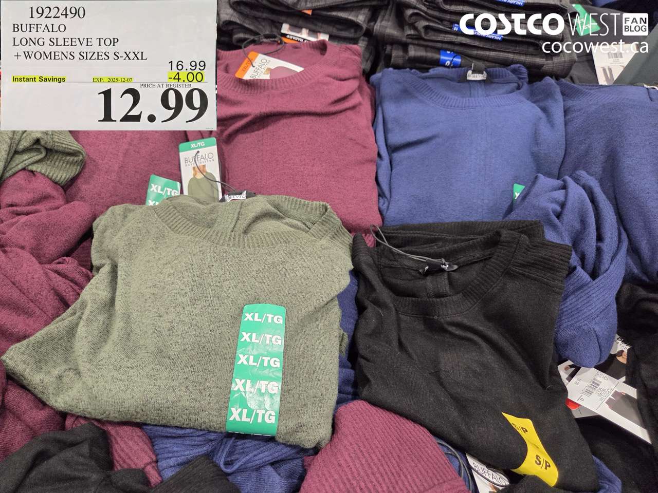 1922490 BUFFALO LONG SLEEVE TOP WOMENS SIZES S-XXL ($4.00 INSTANT SAVINGS EXPIRES ON 2025-12-07) $12.99