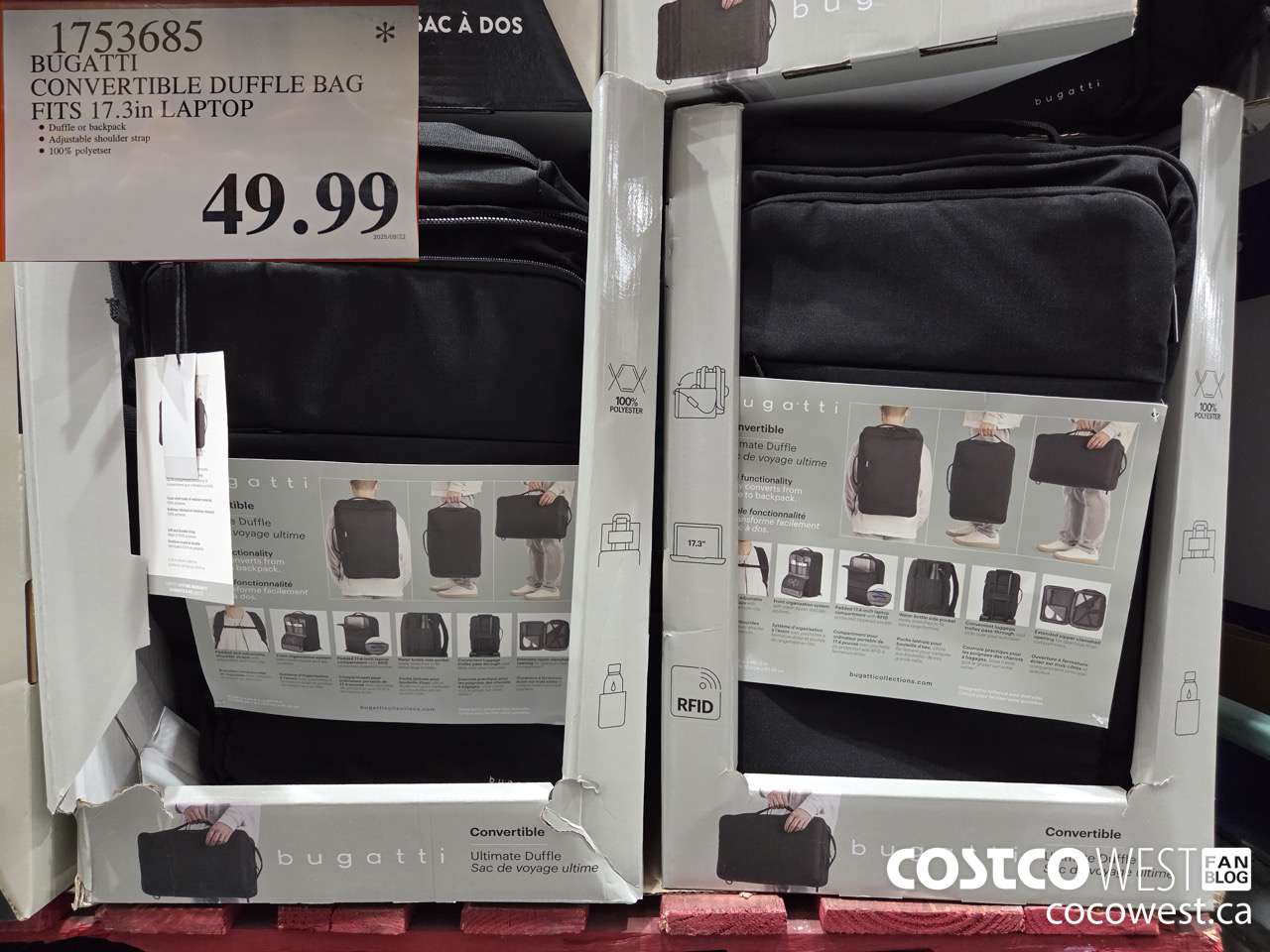 1753685 BUGATTI CONVERTIBLE DUFFLE BAG 17.3IN LAPTOP $49.99