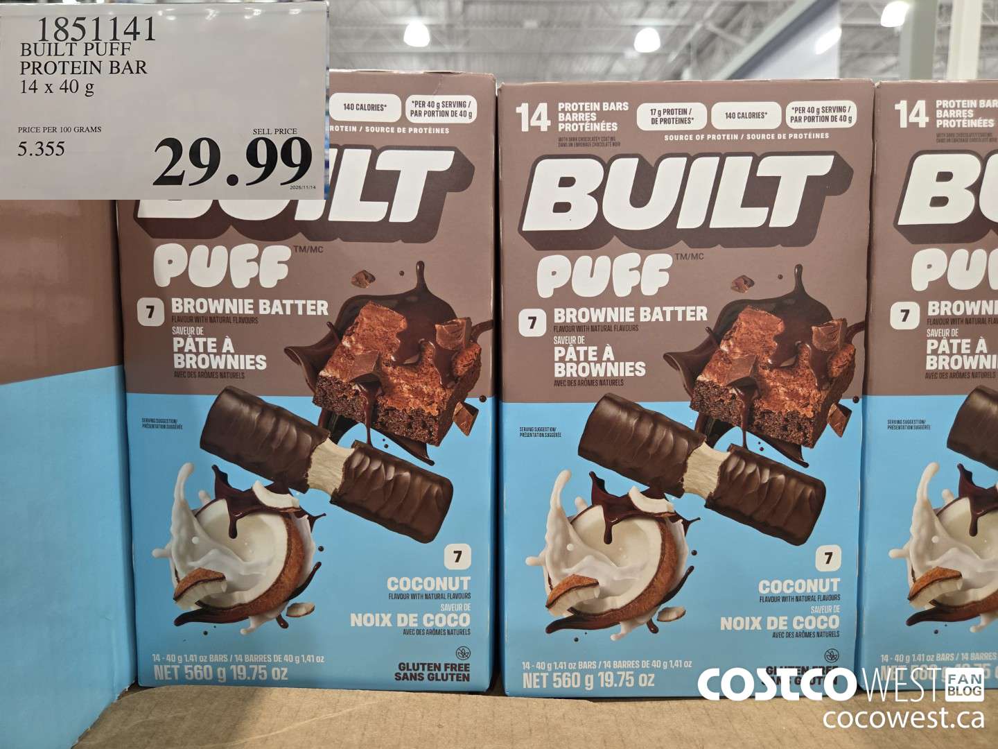 1851141 BUILT PUFF PROTEIN BAR 14 x 40 g $29.99