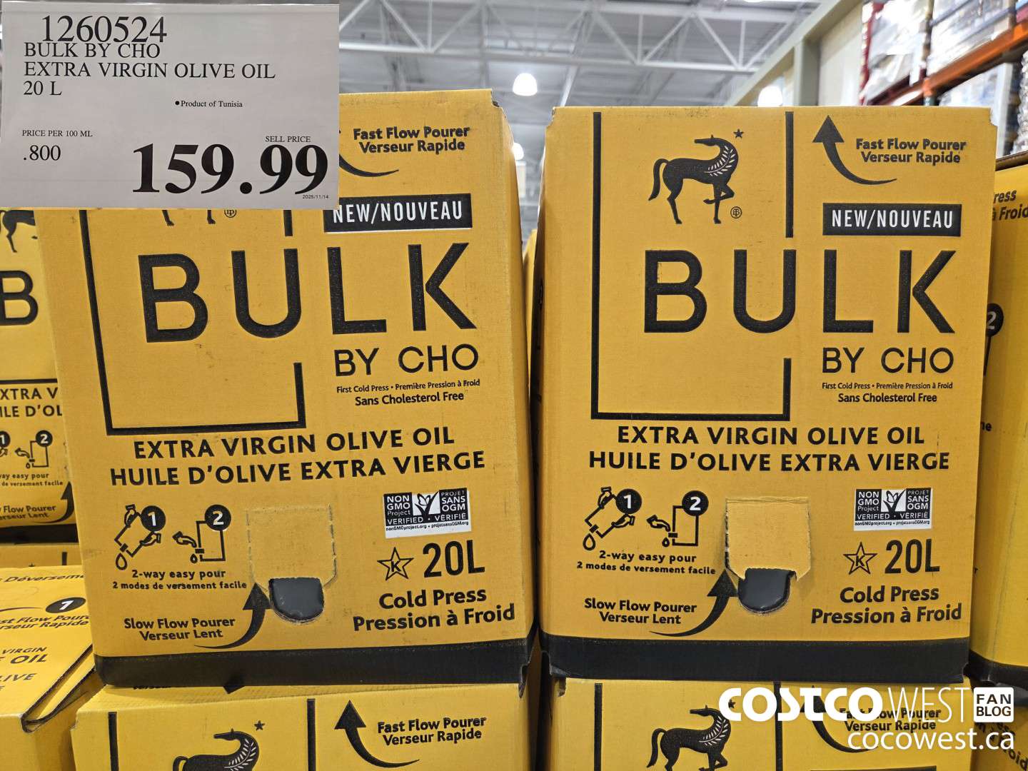 1260524 BULK BY CHO EXTRA VIRGIN OLIVE OIL 20 L $159.99