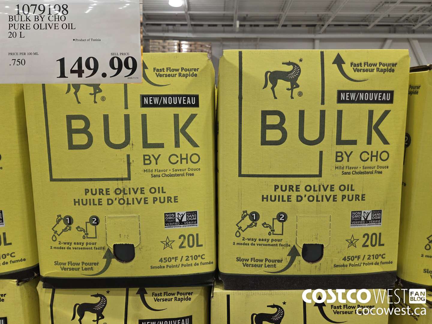 1079198 BULK BY CHO PURE OLIVE OIL 20 L $149.99
