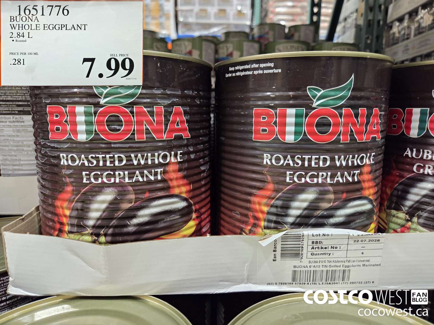 1651776 BUONA WHOLE EGGPLANT 2.84 L $7.99