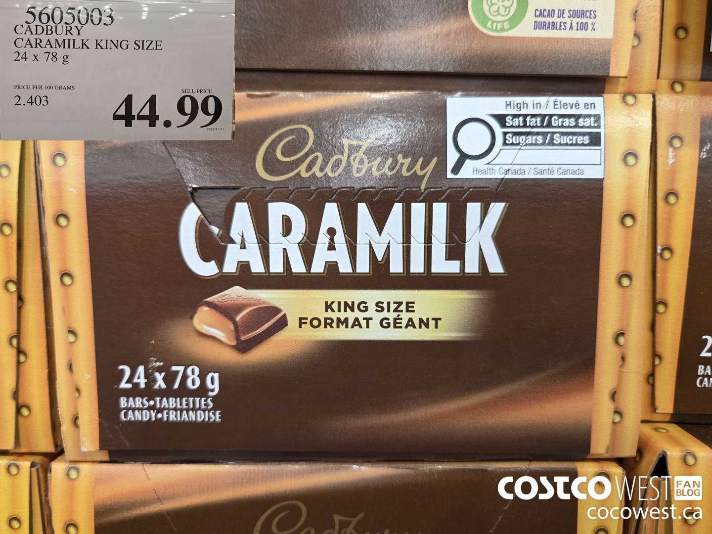 5605003 CADBURY CARAMILK KING SIZE 24 x 78 g $44.99