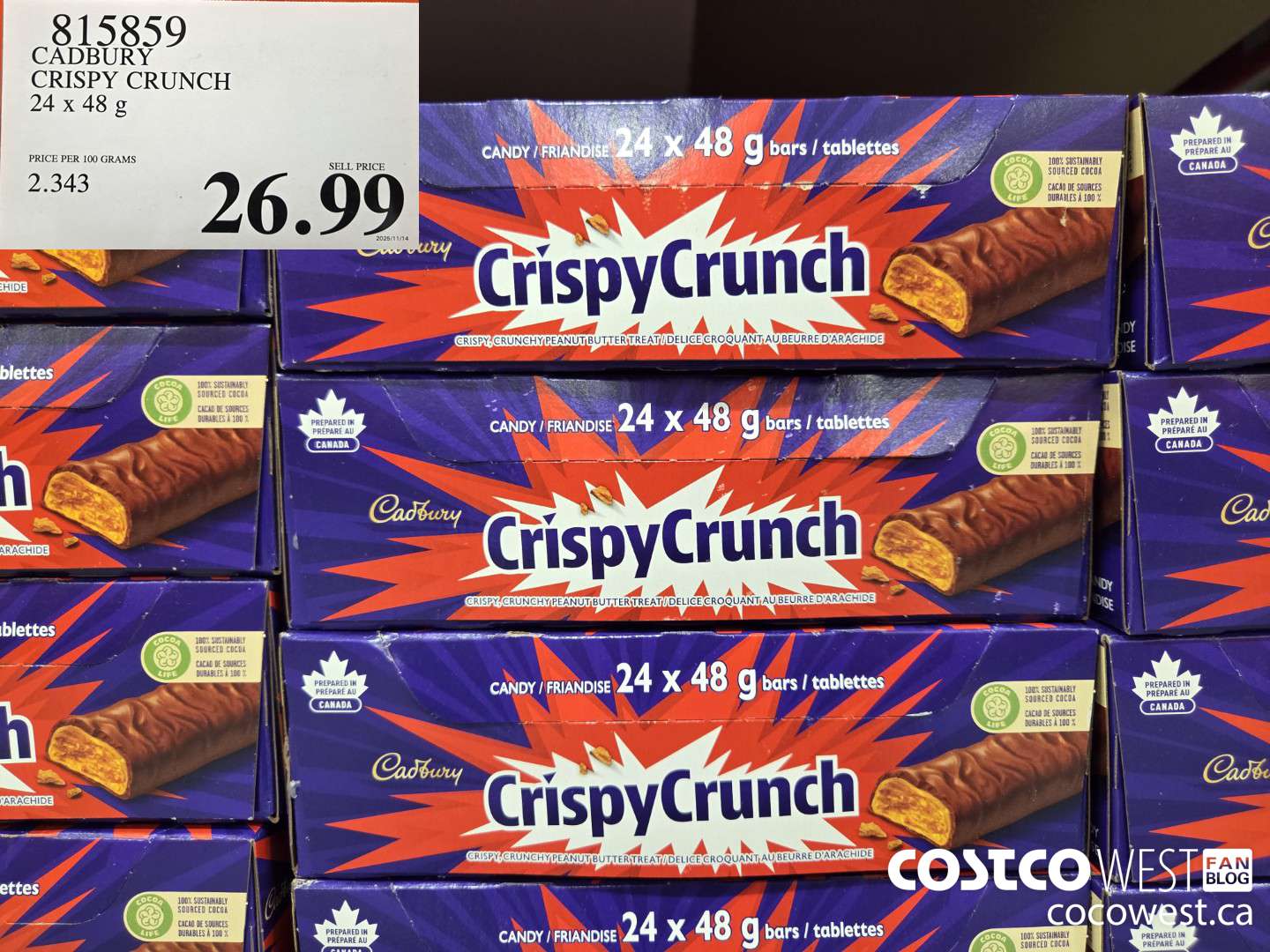 815859 CADBURY CRISPY CRUNCH 24 x 48 g $26.99