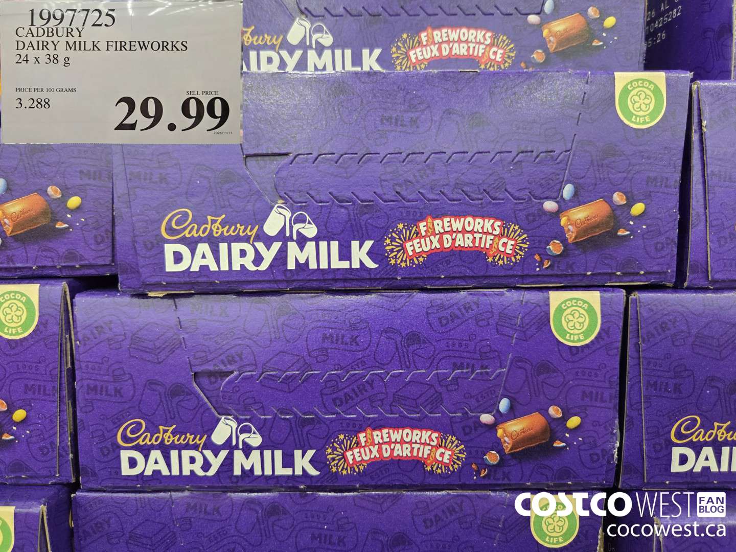 1997725 CADBURY DAIRY MILK FIREWORKS 24 x 38 g $29.99