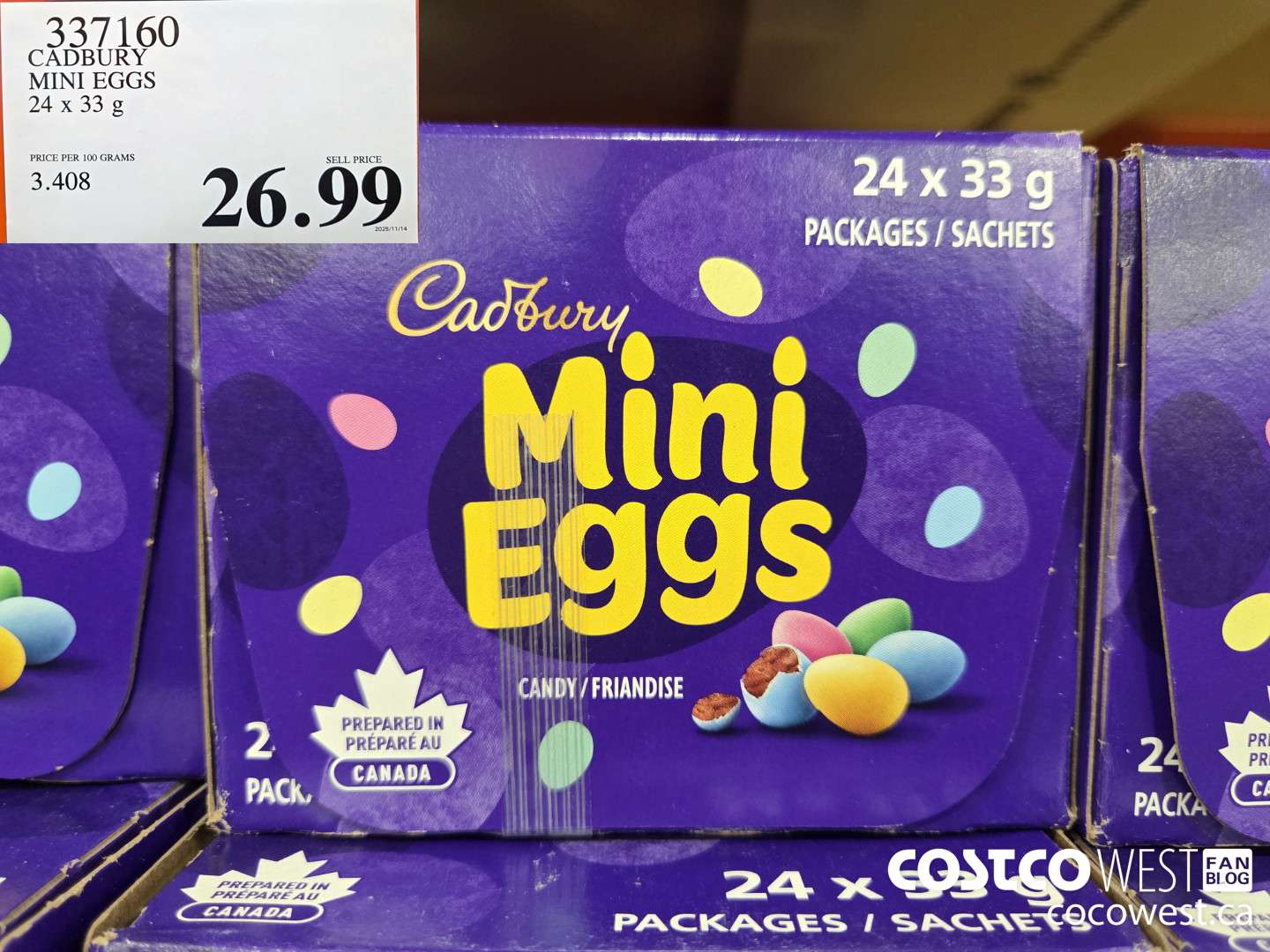 337160 CADBURY MINI EGGS 24 x 33 g $26.99