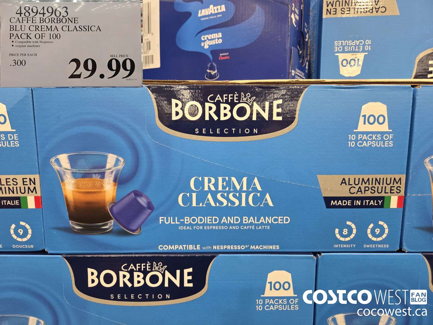 4894963 CAFFE BORBONE BLU CREMA CLASSICA PACK OF 100 $29.99