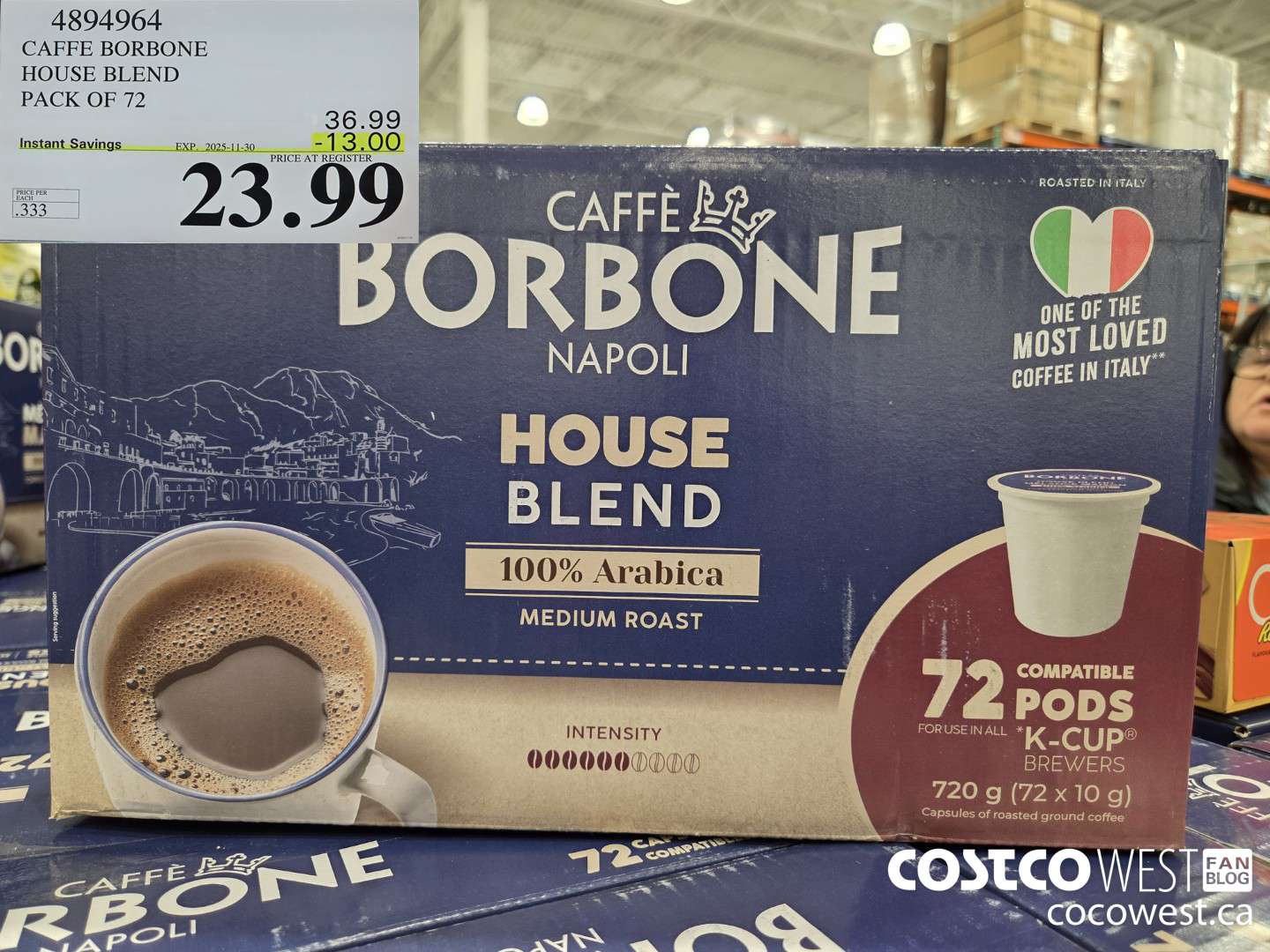 1894964 CAFFE BORBONE HOUSE BLEND PACK OF 72 ($13.00 INSTANT SAVINGS EXPIRES ON 2025-11-30) $23.99