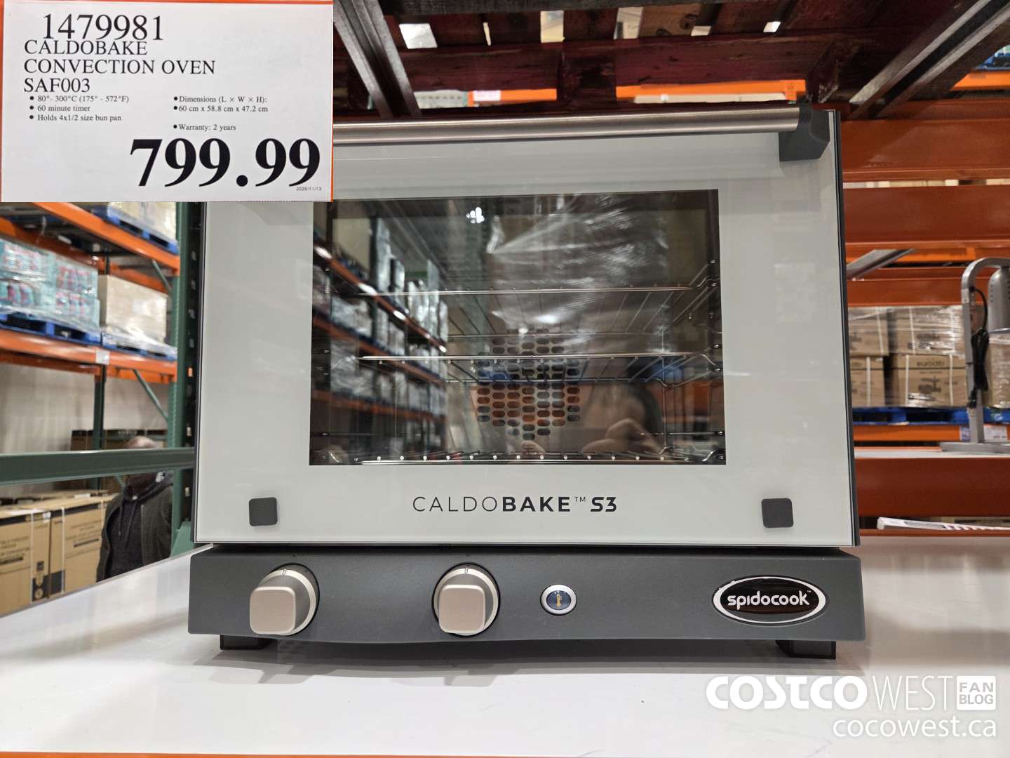 1479981 CALDOBAKE CONVECTION OVEN SAFOO03 $799.99