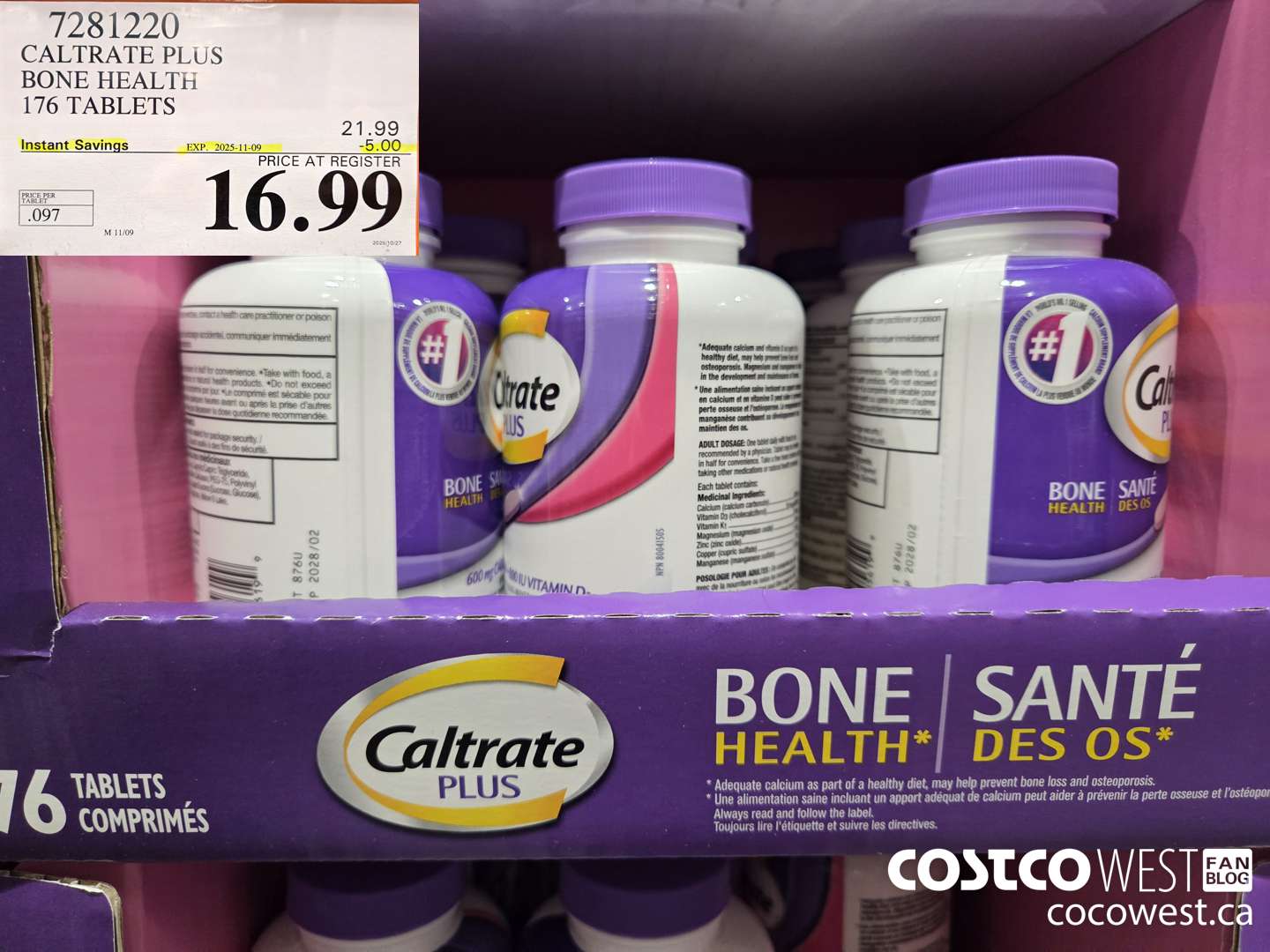 7281220 CALTRATE PLUS CALCIUM SUPPLEMENT 176 TABLETS ($5.00 INSTANT SAVINGS EXPIRES ON 2025-11-09) $16.99