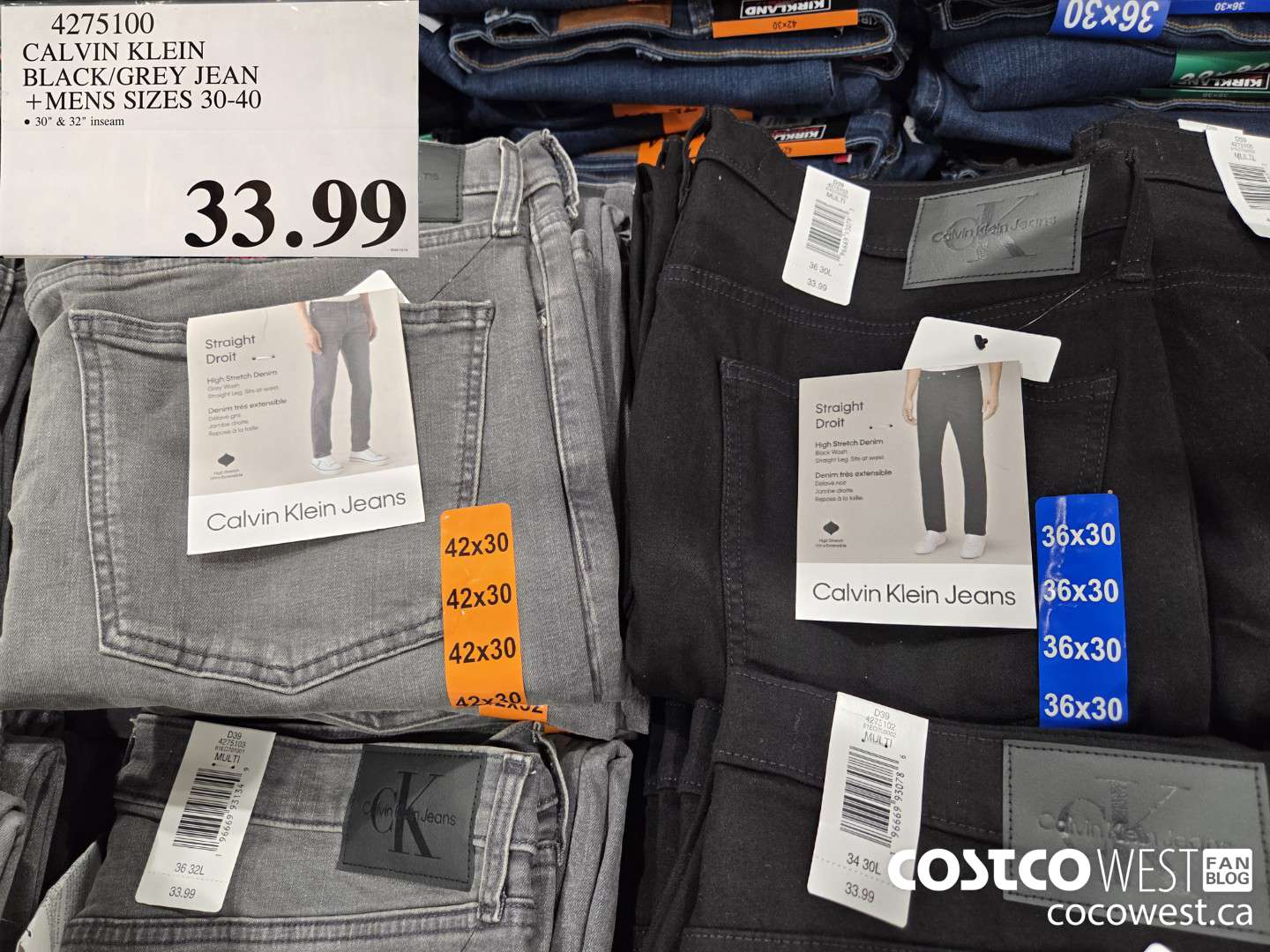 4275100 CALVIN KLEIN BLACK/GREY JEAN MENS SIZES 30-40 $33.99