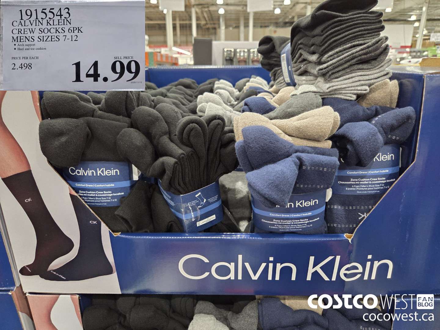 1915543 CALVIN KLEIN CREW SOCKS 6PK MENS SIZES 7-12 $14.99