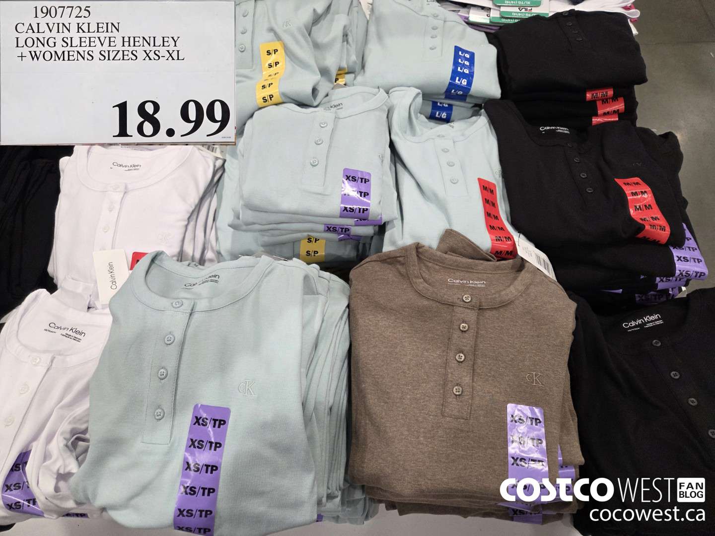 1907725 CALVIN KLEIN LONG SLEEVE HENLEY WOMENS SIZES XS-XL  $18.99