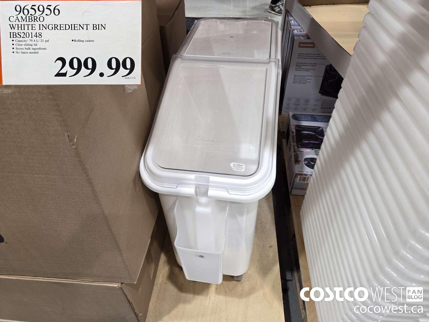 965956 CAMBRO WHITE INGREDIENT BIN  $299.99
