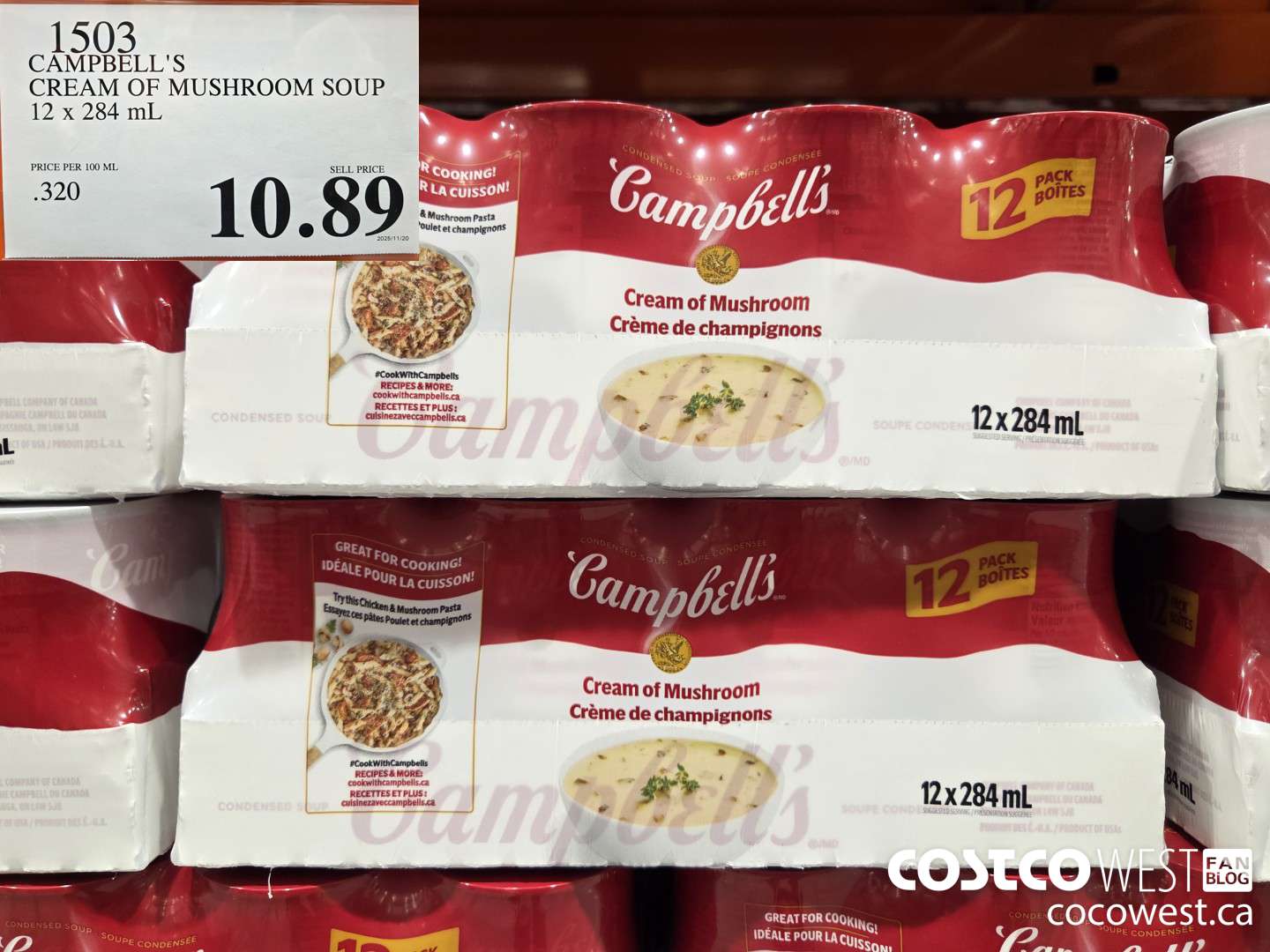 1503 CAMPBELL'S CREAM OF MUSHROOM SOUP 12 x 284 mL $10.89