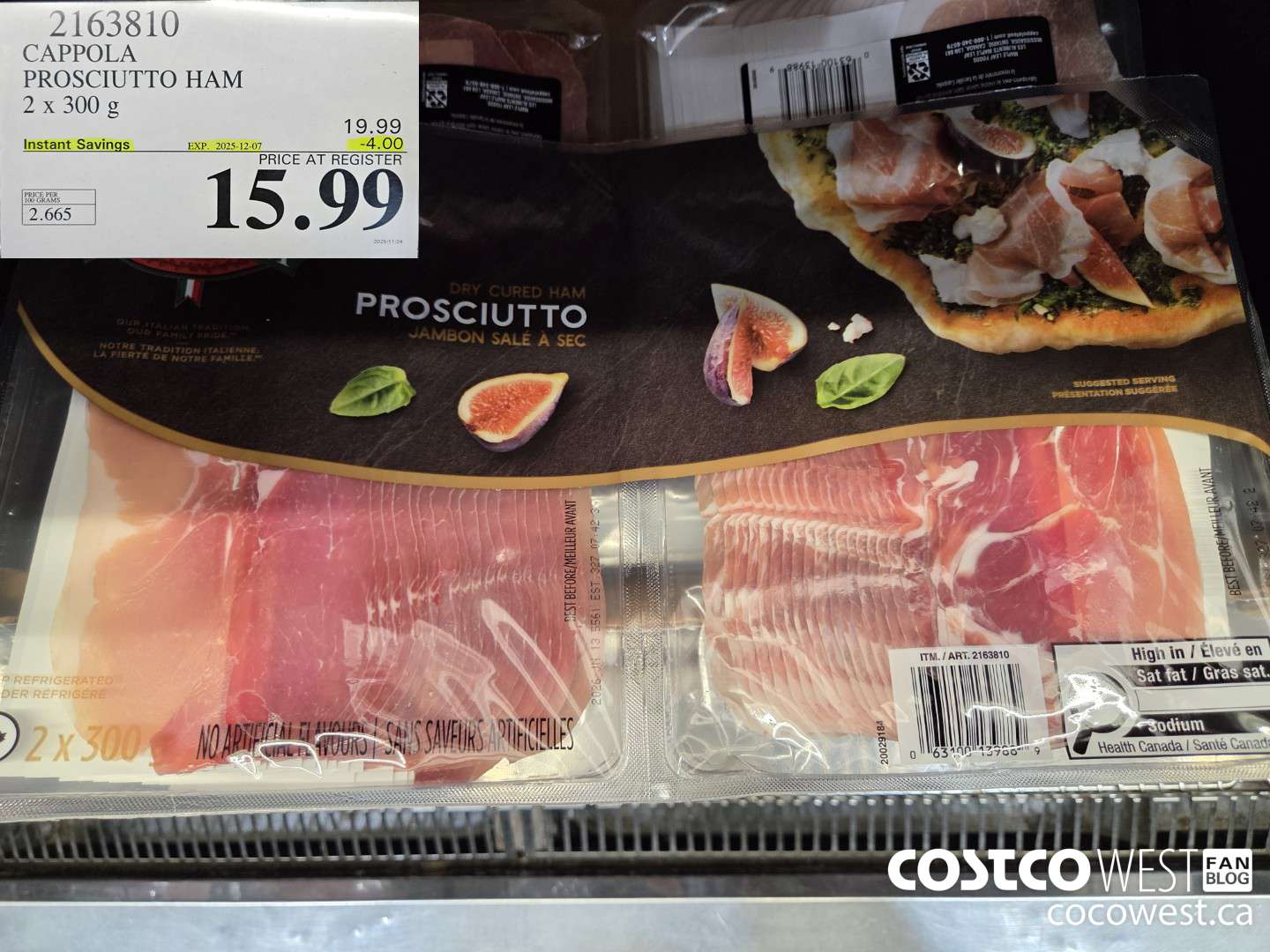 2163810 CAPPOLA PROSCIUTTO DRY CURED HAM 2 X 300 G ($4.00 INSTANT SAVINGS EXPIRES ON 2025-12-07) $15.99